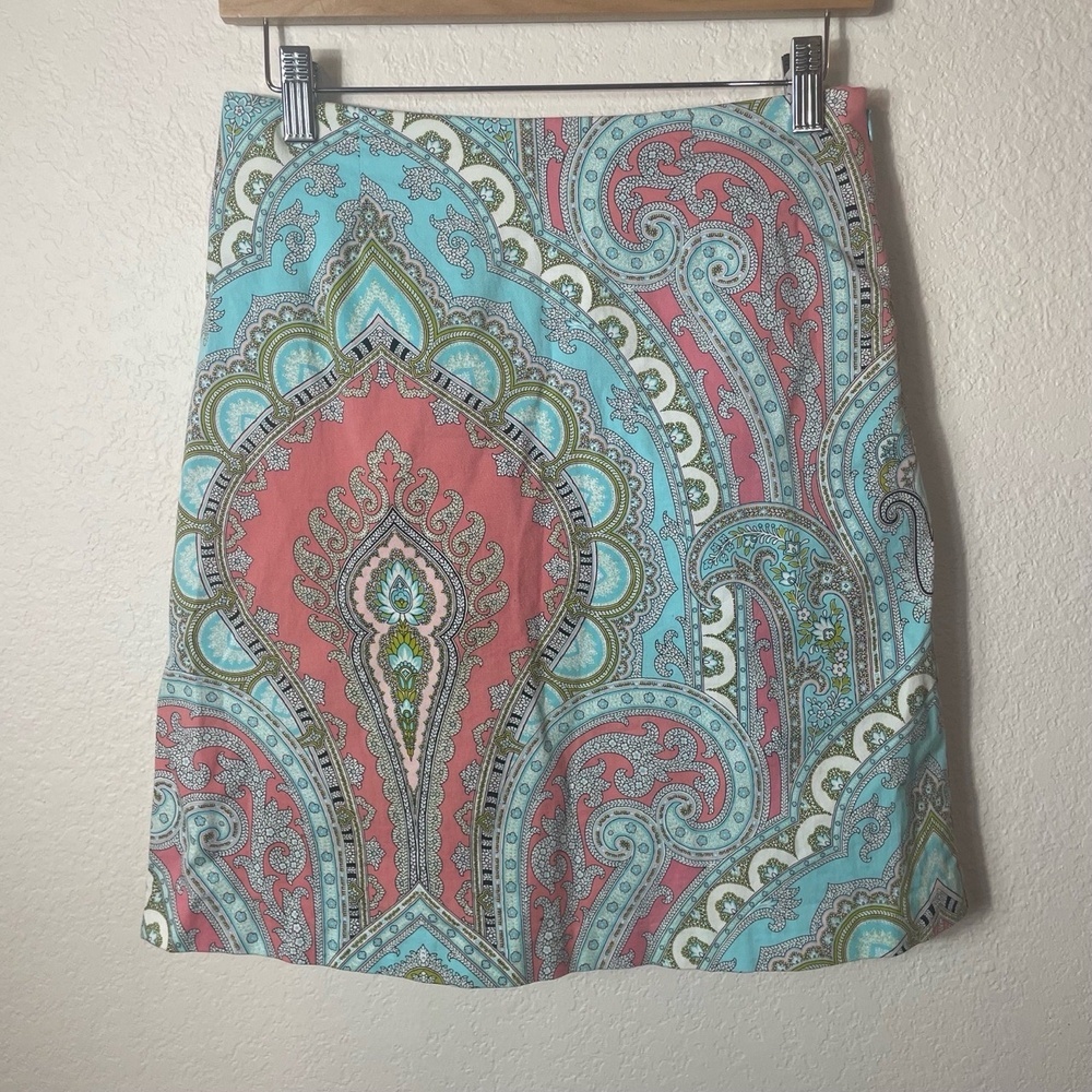 Trina Turk‎ Skirt Womens 4 Multicolor Aline Paisley Cotton Bold Pattern
